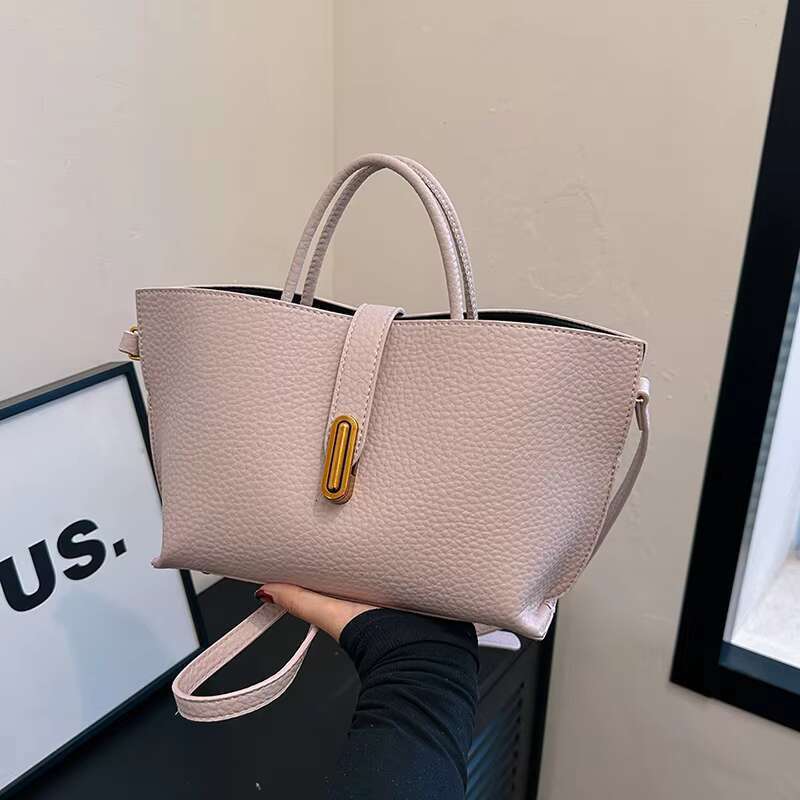 DHGargets Trendy PU Leather Tote Handbag Retro Style Crossbody Shoulder Bag with Strap for Work Shopping & Everyday Use