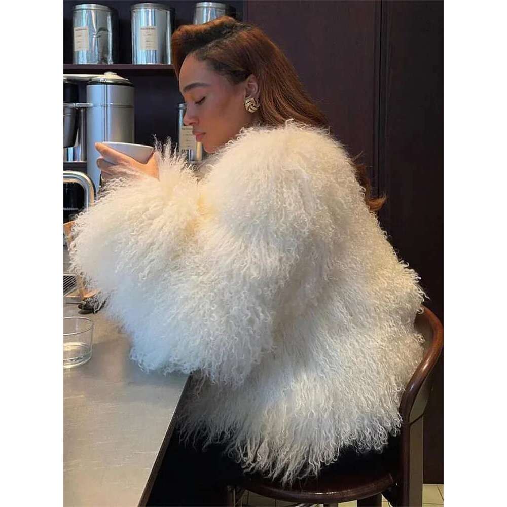 Tossy Female Fluffy Faux Fox Fur Jacket Overcoat Winter Loose Long Sleeve High Waist Patchwork Coat Women's Outwear 2025 Designer