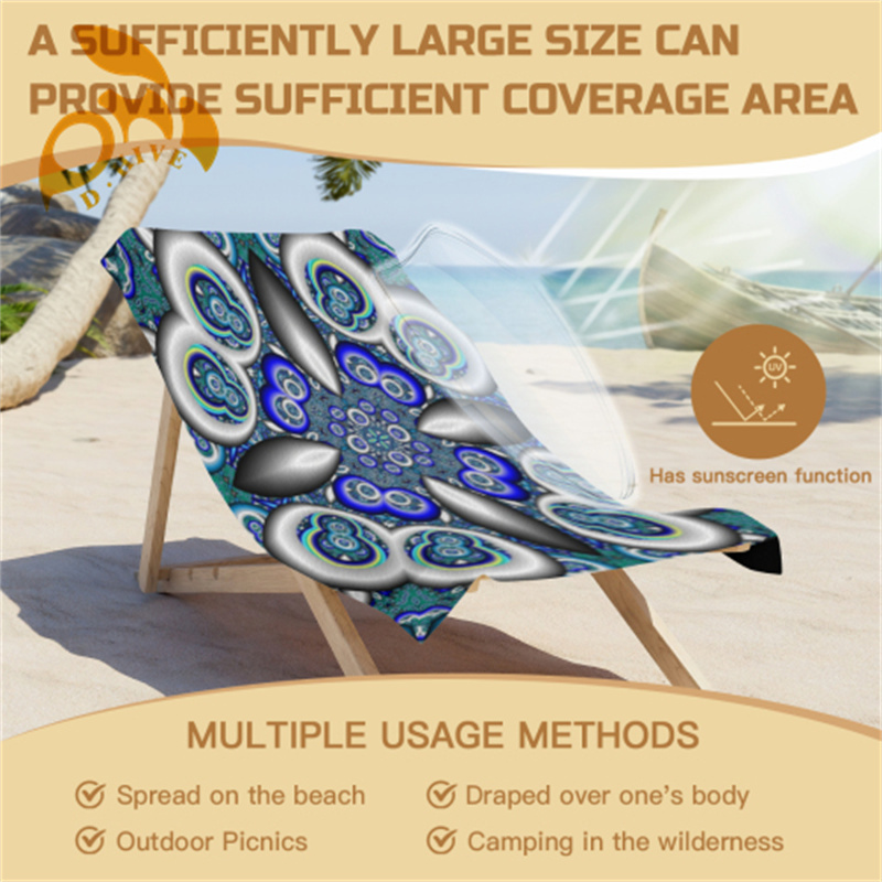 2025 Beach towel (cotton polyester blend) large size multifunctional outdoor picnic, camping