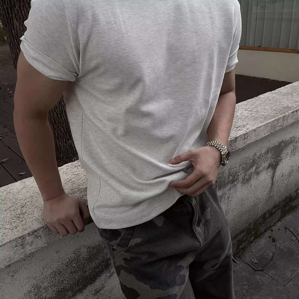 DHEssentials Blank American Vintage 420GSM 100%Cotton Street T-shirt Acid Washed Round Neck Men's Short Sleeved Shirt
