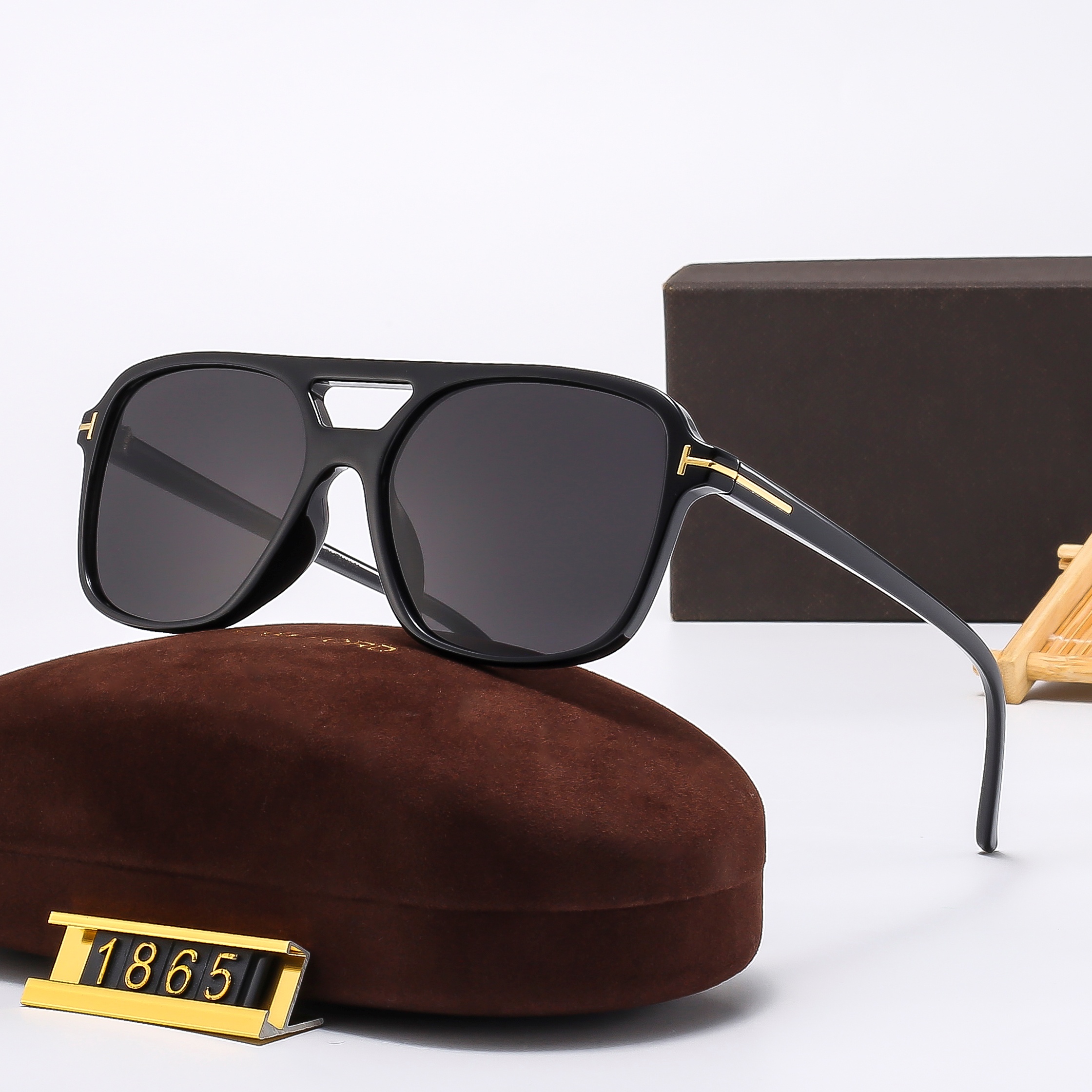 Retro Oversized Pilot Designer Sunglasses for Women Men - Acetate Frame T-Logo Accents Multi-Color Lens UV400 Protection Luxury Fashion Eyewear Driving Glasses