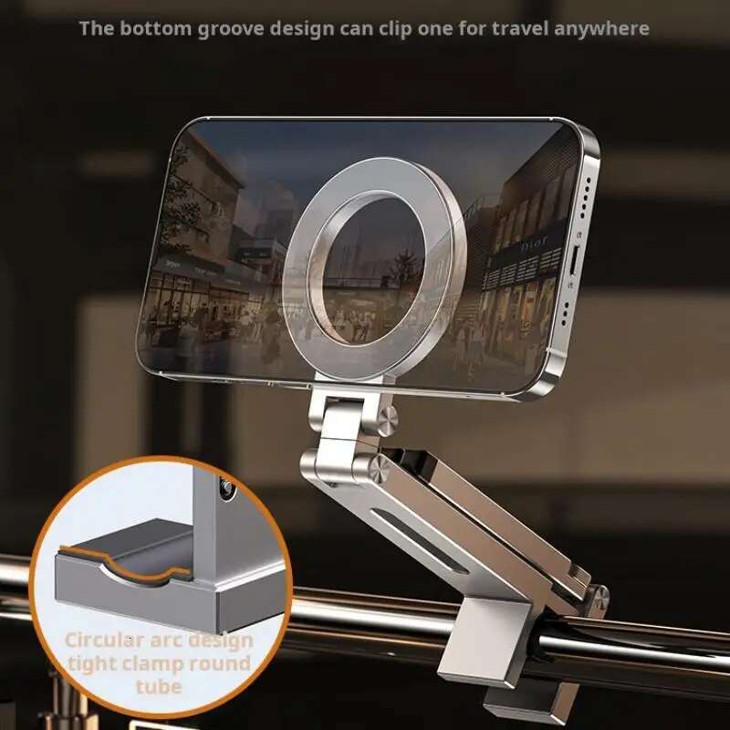 Foldable Magnetic Phone Tripod Holder, 360° Rotating Portable Travel Video Shooting Desk/Plane Train