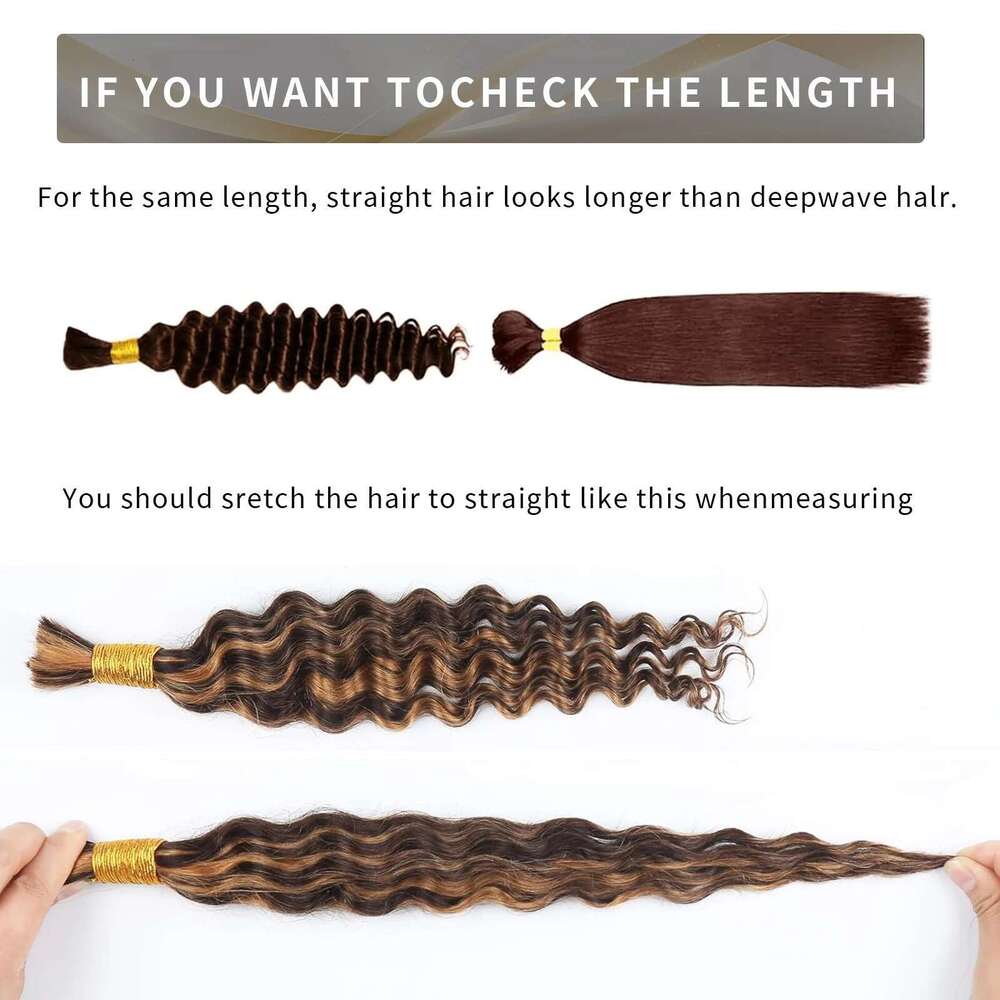 Highlight 4/27 Bulk Human For Braiding Hair Bundles No Weft Deep Curly Wave Double Drawn Boho Knotless Braids Deal