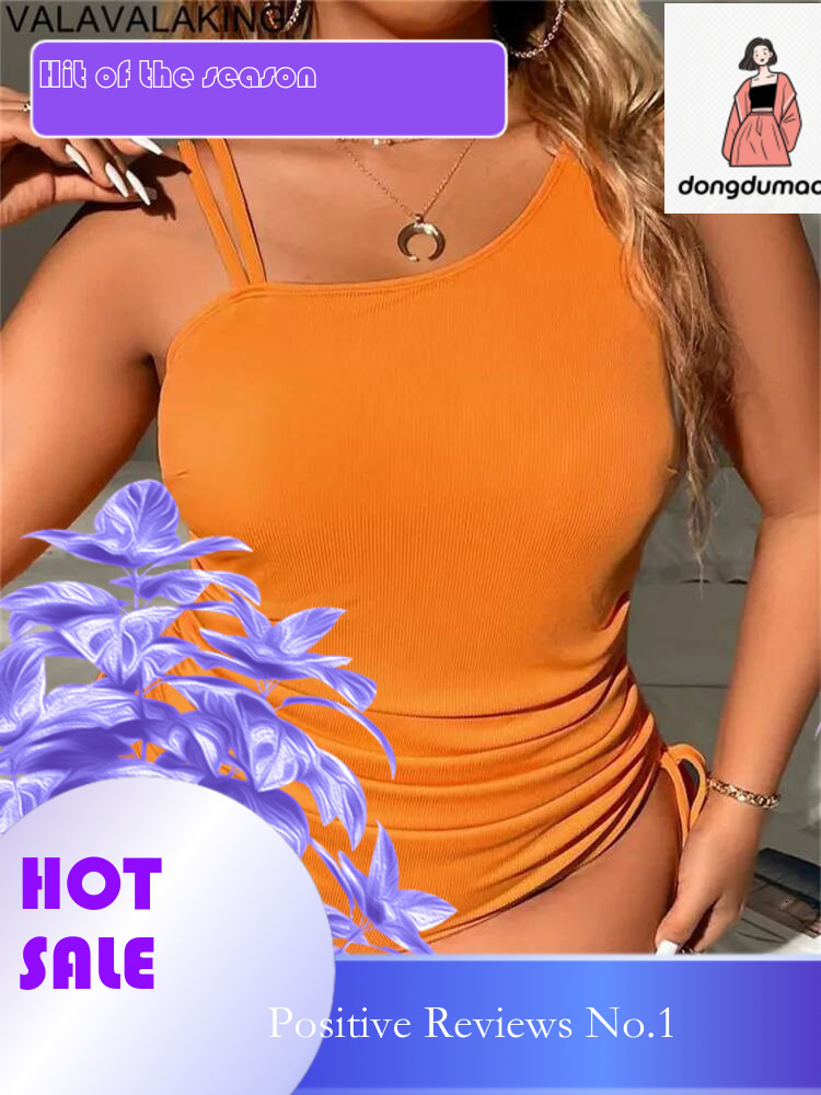 dongdumaoyi Sexy Solid Strapped Plus Size Swimwear Women Push Up Hollow Large One Piece Swimsuit Beach Lady Chubby Curvy Bathing Suit
