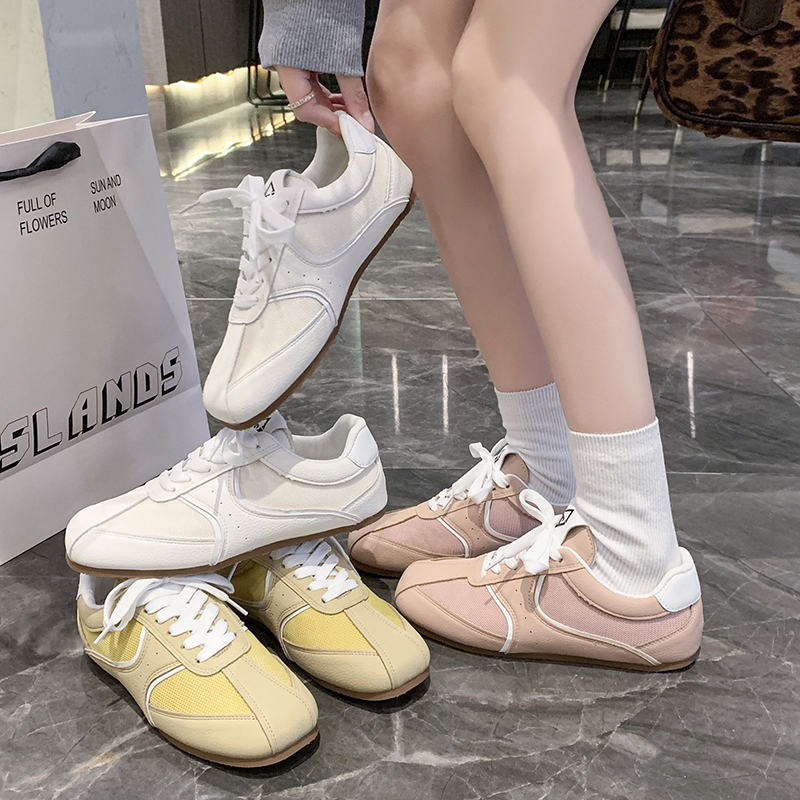 2025 Spring Autumn Metallic GermanTrainer Shoes Flat Ballet Shoes Retro Summer Versatile Soft Bottom Sports and Leisure Board Shoes Fashion Outdoor Ru