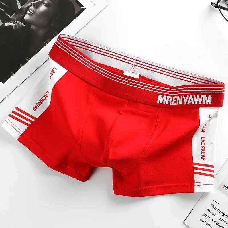 New Men Underwear Cotton Breathable Letter Sports Boxer Shorts Seamless Antibacterial Boxers Students Boys Fashion Underpants J250516