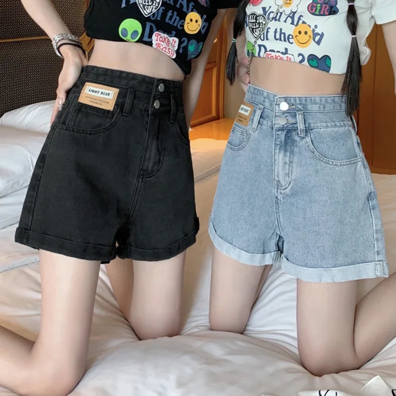 Summer Shorts Jean Baggy Wide Leg Denim Pants Lady Lightweight Casual Jeans Female High Waist Gray Blue Beach 250513Z