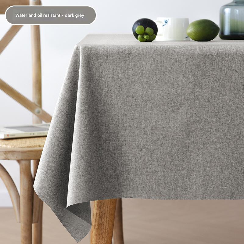 A701 Fabric cotton and linen tablecloth waterproof and oil-proof solid color rectangular tablecloth dust cover towel household coffee table tablecloth