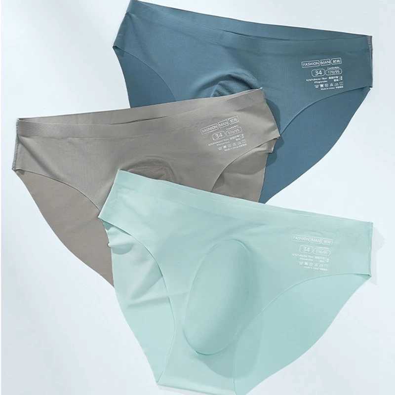 Mens Ice Silk Seamless Briefs Summer New Ultra-thin Transparent Sexy Quick-drying Trendy Breathable Underwear Panties J250516