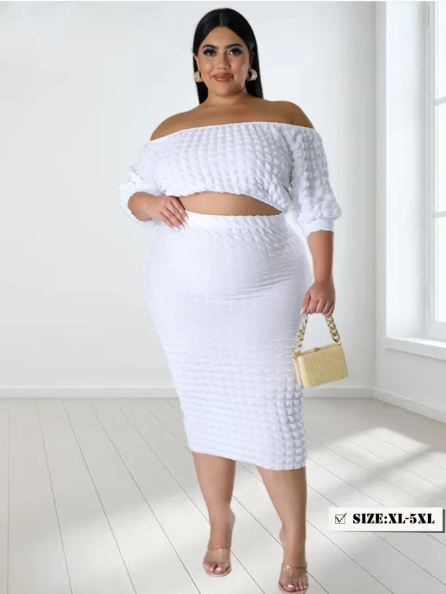 Tracksuits Wmstar Plus Size Dress Sets Womens Clothing Two Piece Set Crop Office Top Skirts Summer In Outfits Wholesale Drop