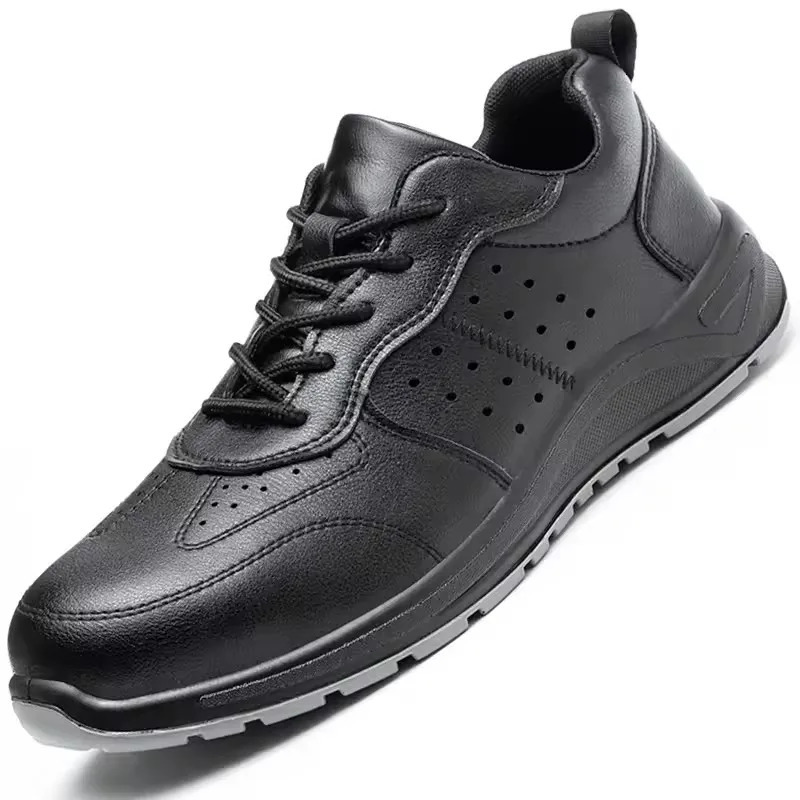Black Safety Shoes Men Steel Toe Shoes Work Shoes Sneakers Male Anti-puncture Indestructible Security Boots Waterproof Leather 250519
