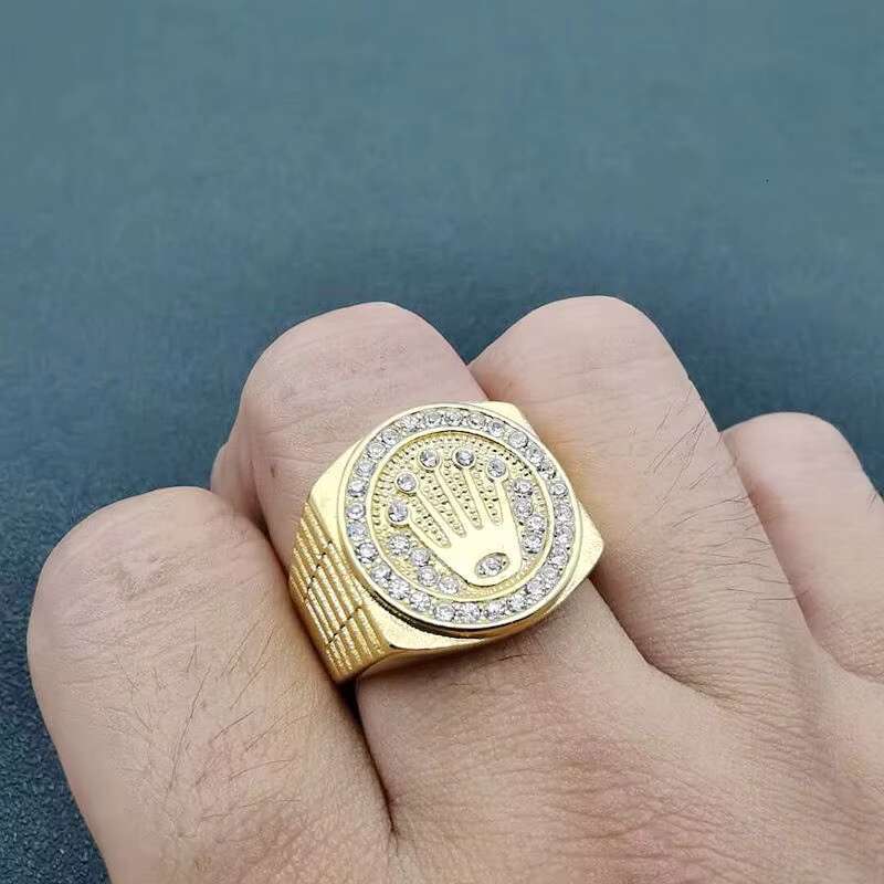 New stainless with crown design men, hip hop titanium steel diamond ring for men