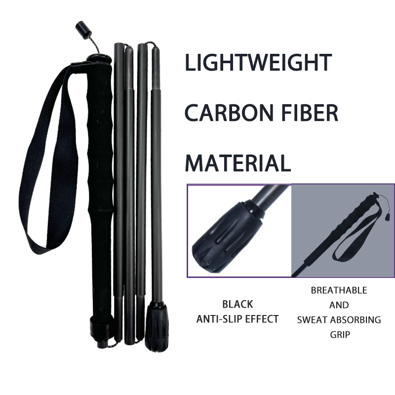 OKHEALING 5 Section Carbon Fiber Trekking Poles Ultra-light Off-road Collapsible Cane Portable Walking Stick with EVA Handle for Hiking, Camping, Back