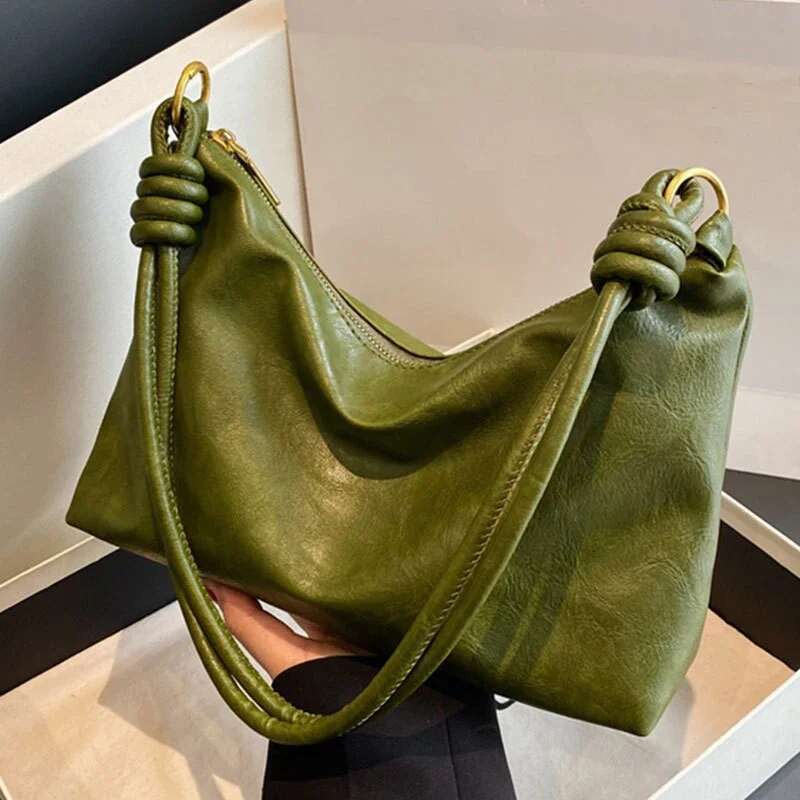New fashionable high-end soft leather texture, single women's crossbody bag, geometric wide shoulder