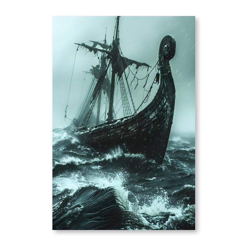 Generic Viking Ship Canvas Poster Wall Art Decor Print Picture Paintings for Living Room Gift ForBedroom Decoration 12x18inch(30x45cm), Frame-style