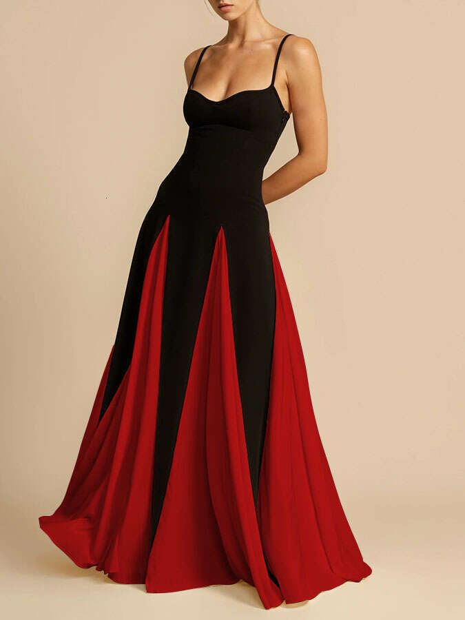 Sheath Dress Women S Elegant Fashionable Sexy Nightclub Trend Off Shoulder Patchwork Large Swing Suspender Women S Evening Dress Summer Dress