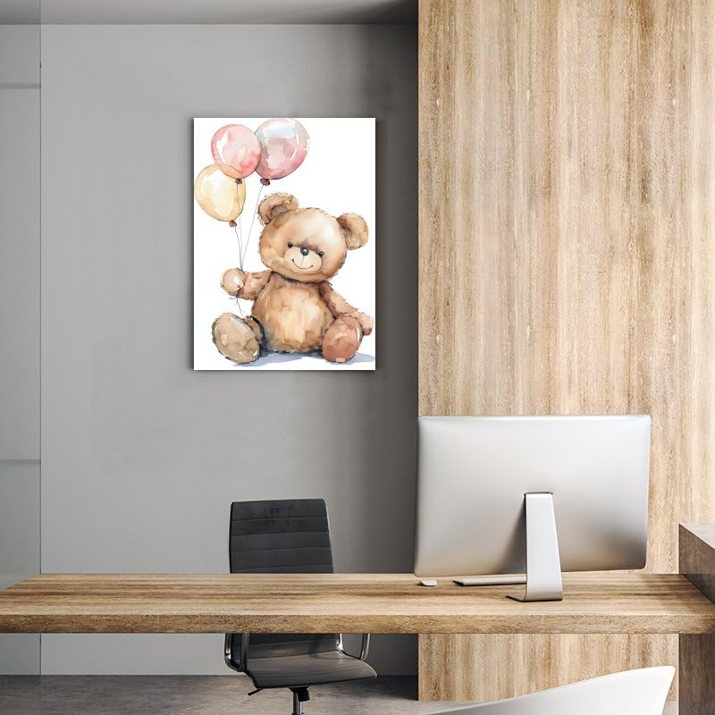 Generic Watercolor Baby Teddy Bear Children's Room Canvas Poster Wall Art Decor Print Picture Paintings for Living Room Gift ForBedroom Decoratio