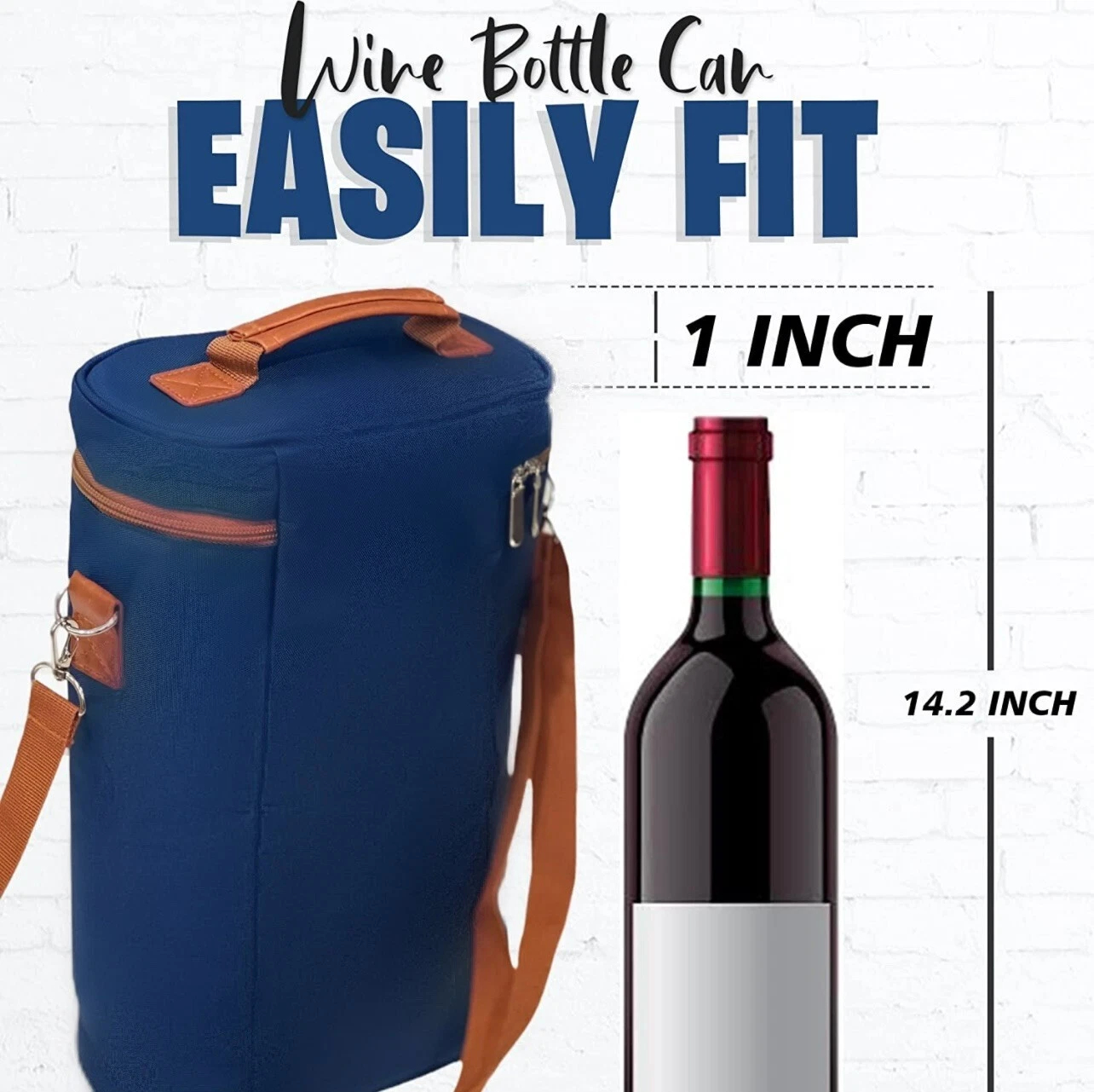 Wine Carrier Tote Bag Insulated 2 Bottle Cooler Carrying Case for Travel Picnic