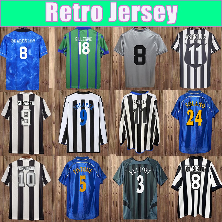 1995 2006 SHEARER Mens Retro Soccer Jerseys FERDINAND PISTONE WOODGATE KLUIVERT ELLIOTT BEARDSLEY Home Away 3rd Vintage Football Shirts