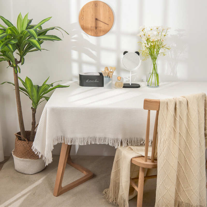 A653 photo props background cloth ins white tablecloth simple style dessert tablecloth tassel lace home decoration photography