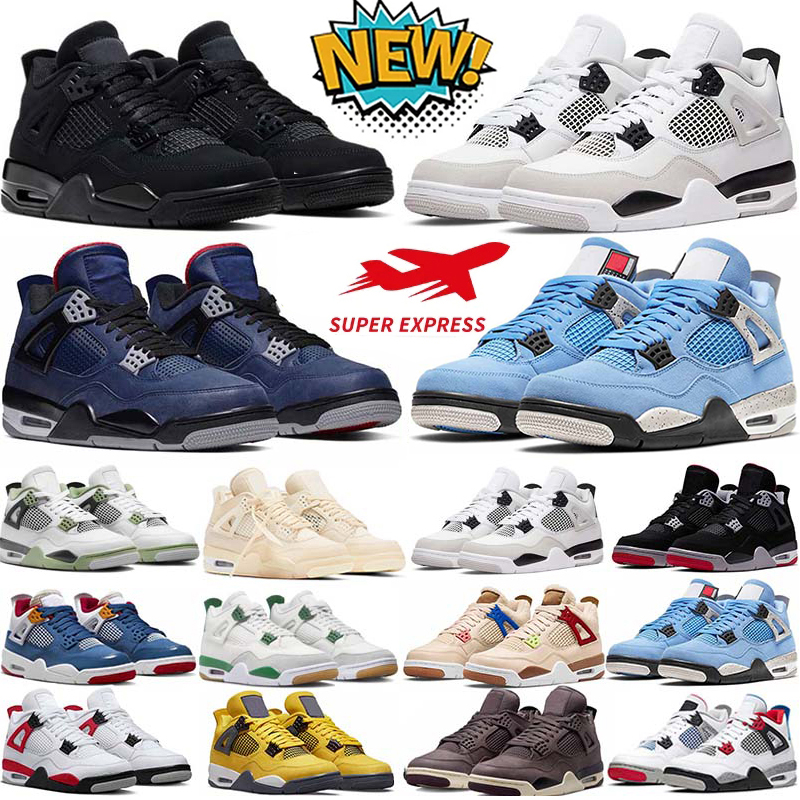 Men Designer 4S Basketball Shoes Military Black Cat Canvas Red Thunder University Blue Thunder Pink Cactus Jack Women Trainers Sports Sneakers Eur 36-47