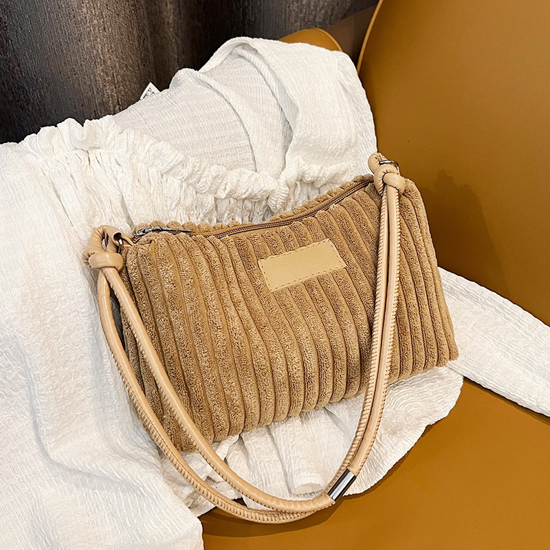 Free Delivery Designer Bag Winter Fashion Commuter 2025 Large Capacity Simple Corduroy Hairy Single Shoulder Underarm Bag For Women Luxury Bag
