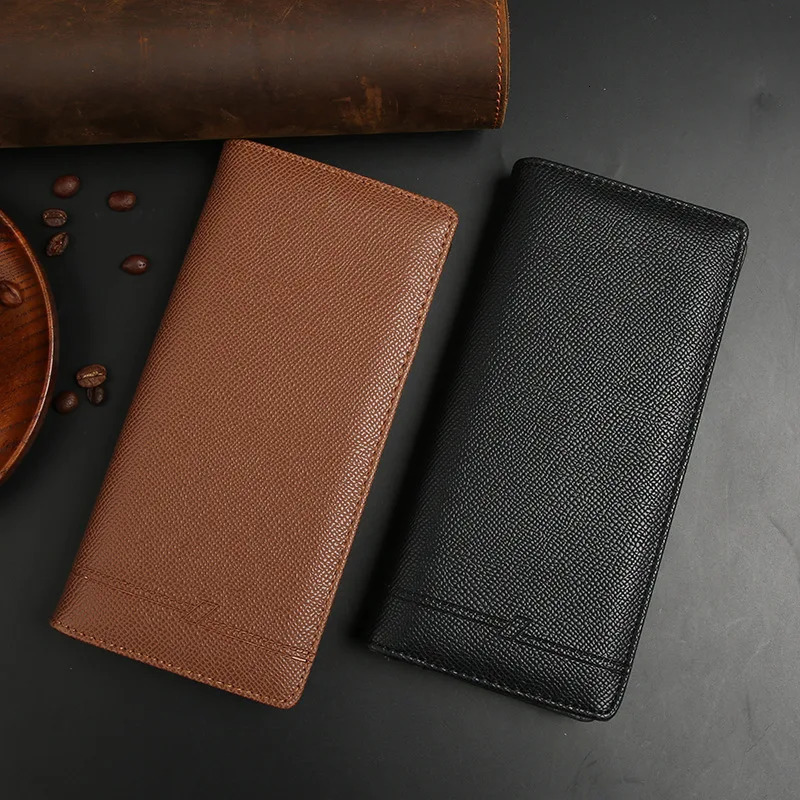 Mens Business Leather Slim Wallet Long Clutch Bifold Checkbook Credit Card Holder Purse with Zipper Coin Pocket Gift for Men 250519