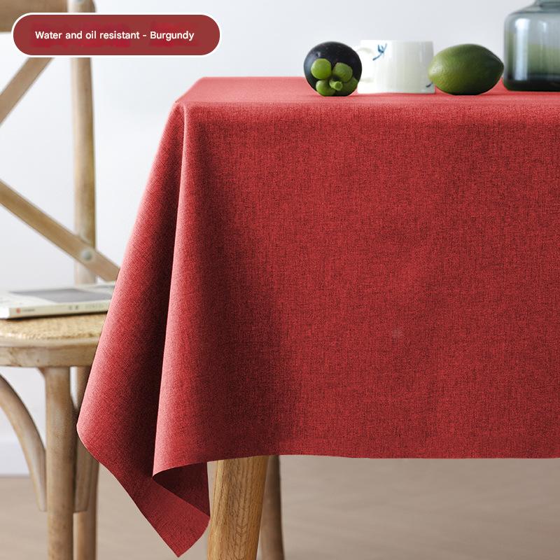A701 Fabric cotton and linen tablecloth waterproof and oil-proof solid color rectangular tablecloth dust cover towel household coffee table tablecloth