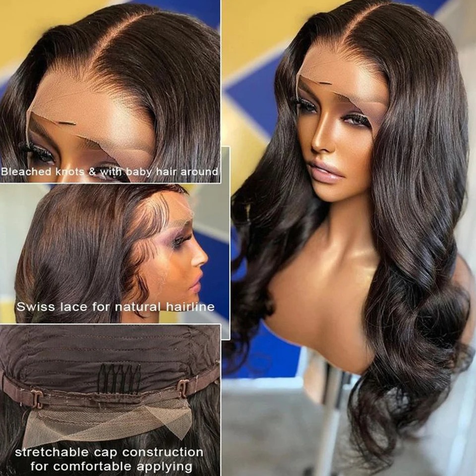 Body Wave 13x6 HD Transparent Lace Frontal Wigs Preplucked 32 34 Inch Black 13x4 Lace Front Human Hair Wig Glueless synthetic lace front wigs