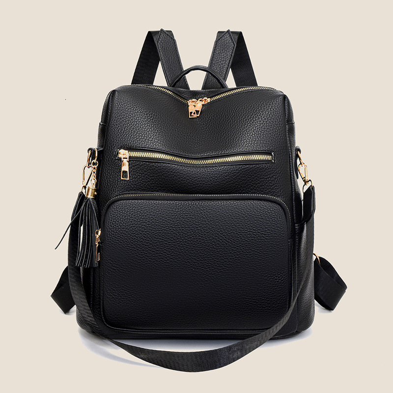 25S NEW Designer Backpack Advanced Women S Bag Korean Version PU Travel Fashionable Versatile Soft Leather Tassel Commuting Backpack Outdoor Storage B