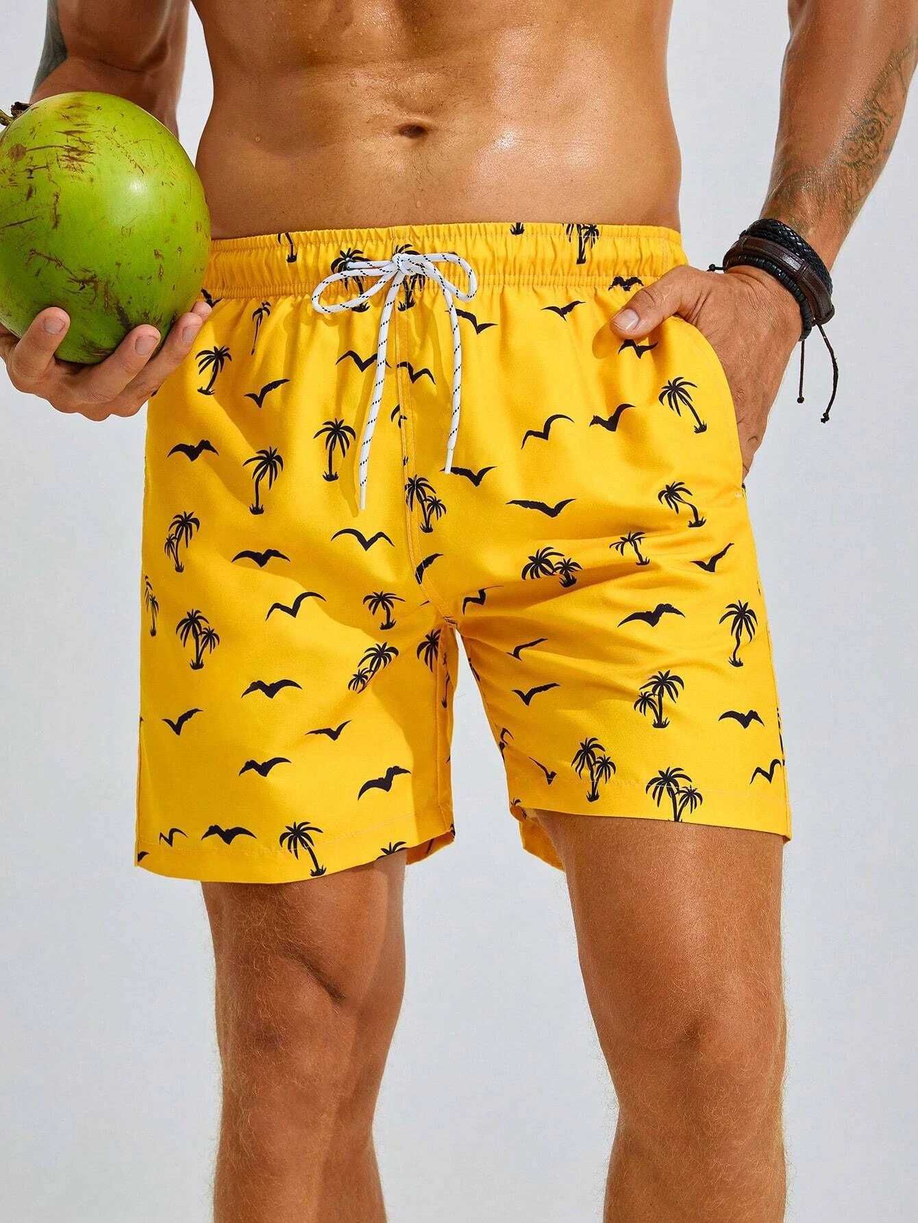 Mens Board Shorts Swim Shorts Swim Trunks Drawstring Elastic Quick Dry Short Beach Hawaiian Casual Black White Micro-elastic J250515659S
