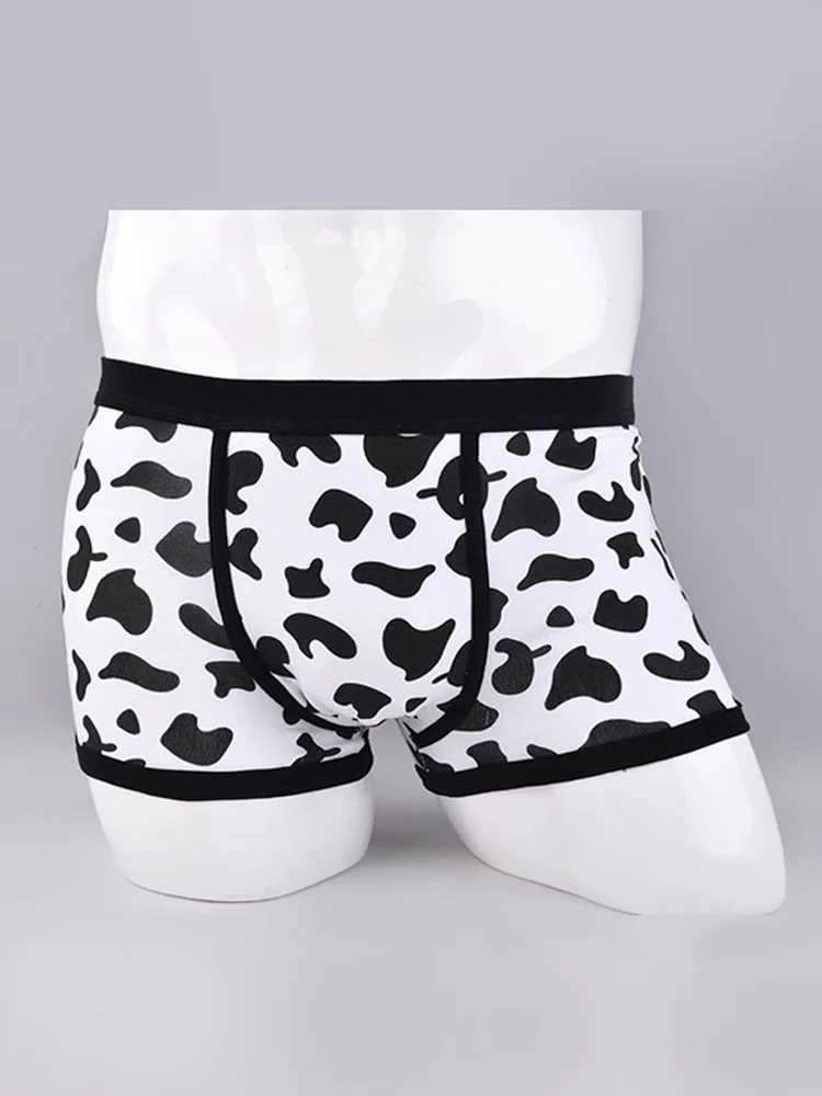 Mens Sports Boxers Underwear Underpants Sport Black L XL XXL Cartoon Cow Printing Ventilate Fashion Fitness Casual Comfortable J250516