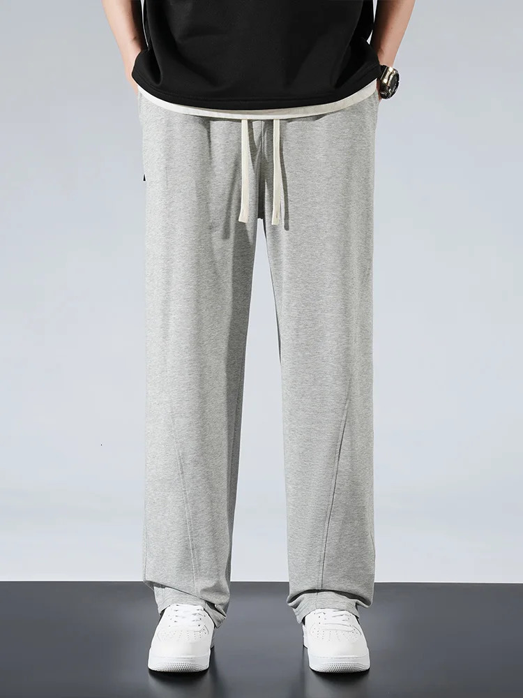 Mens Summer Sweatpants Lightweight Cotton Loose Fit Sports Pants Black Grey Home Basic Straight Trousers 250513Z