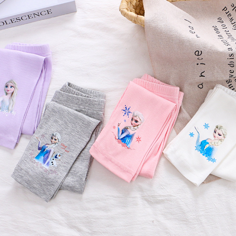 DISNEY toddler designer clothes infant designer clothes Frozen Elsa princess Girls' pants with princess print and label-free design.