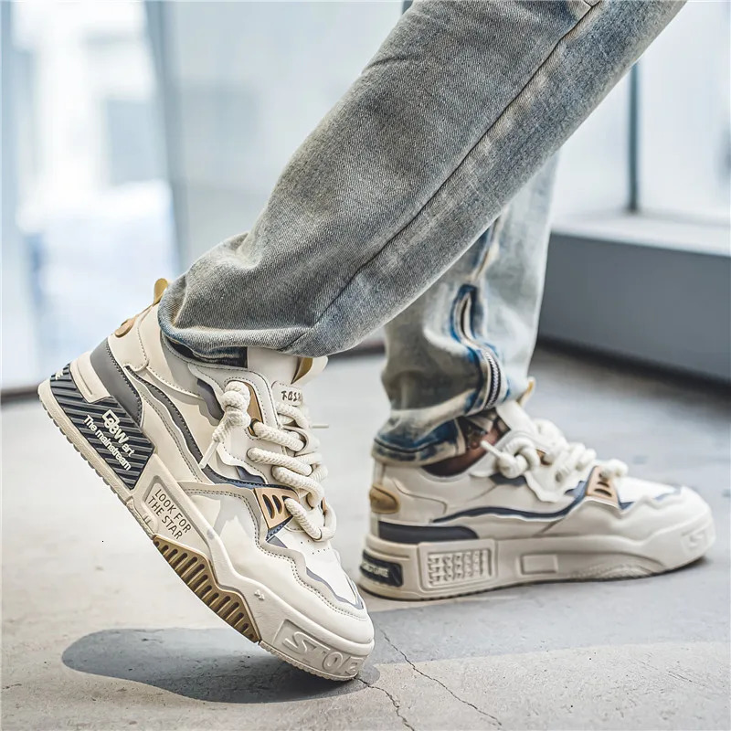 Mens thick soled casual shoes soft soles four seasons comfortable outdoor walking shoes flat shoes fashion youth board shoes 250515