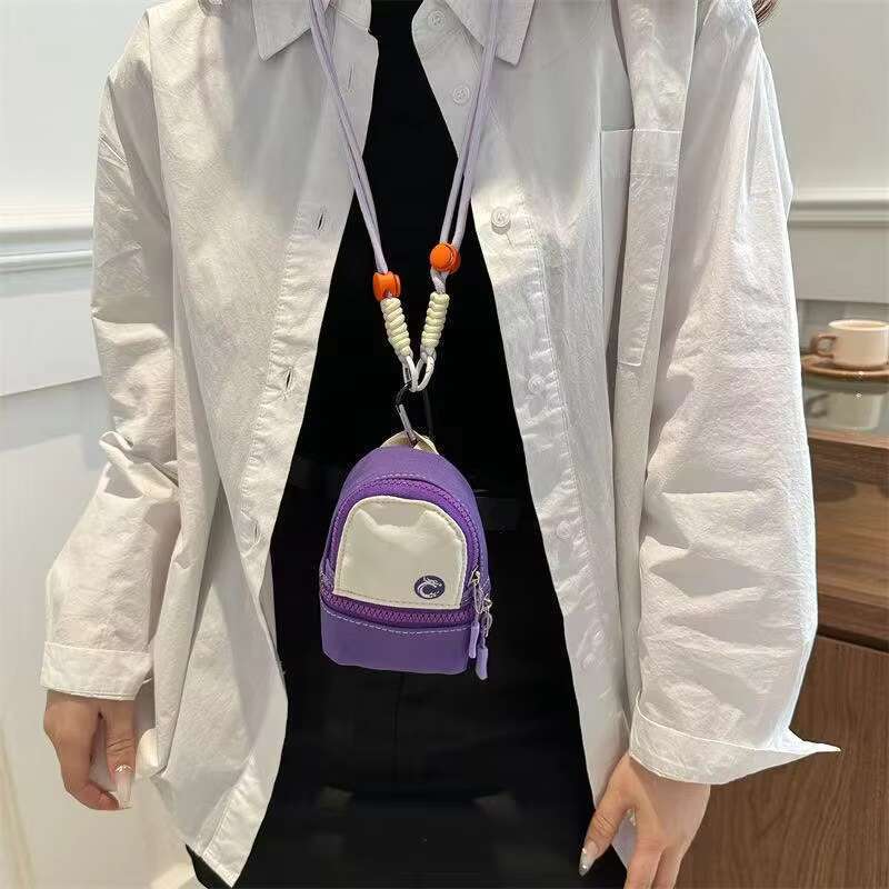 Mini Crossbody Coin Purse Cute Neck Pouch Small Bag for Women and Men Lightweight Pocket Bag with Zipper and Adjustable Cord for Travel and Daily Use