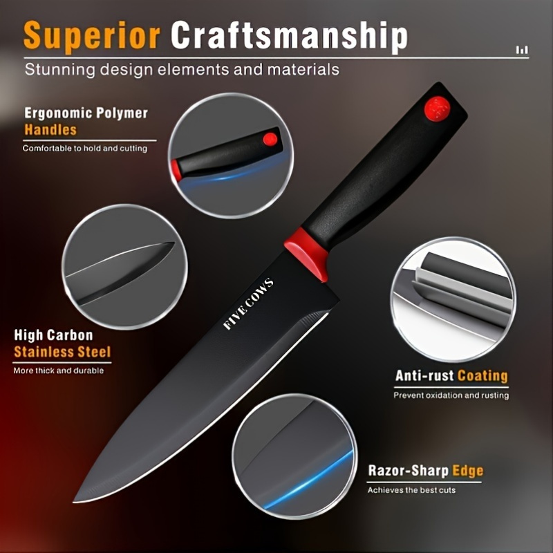 14 Pcs/set Professional Kitchen Knife Set with Sharpener, High Carbon Stainless Steel Chef's Knife Set, Sharp and Rust Resistant, Suitable for Ho