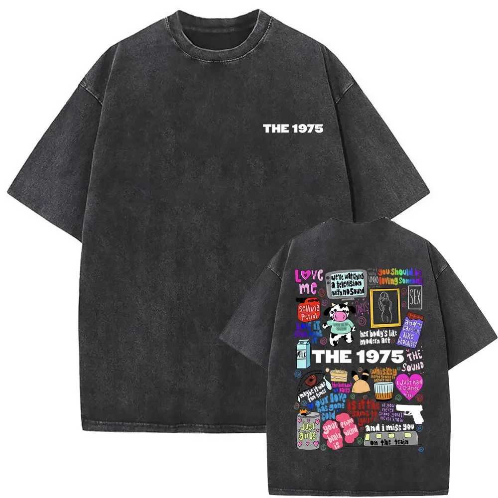 Washed Vintage The 1975 about You Print T-shirt Being Funny in A Foreign Language Album Tshirt Men Women Hip Hop Casual T Shirt J250515