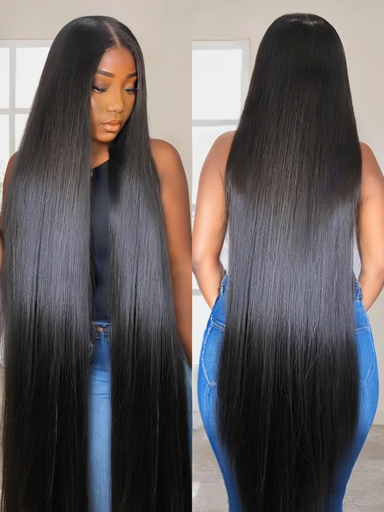 36 40 Inch 220% 13x4 HD Bone Straight Lace Front Human Hair Wigs Transparent Lace Frontal Wig Glueless Ready To Wear Synthetic For Women