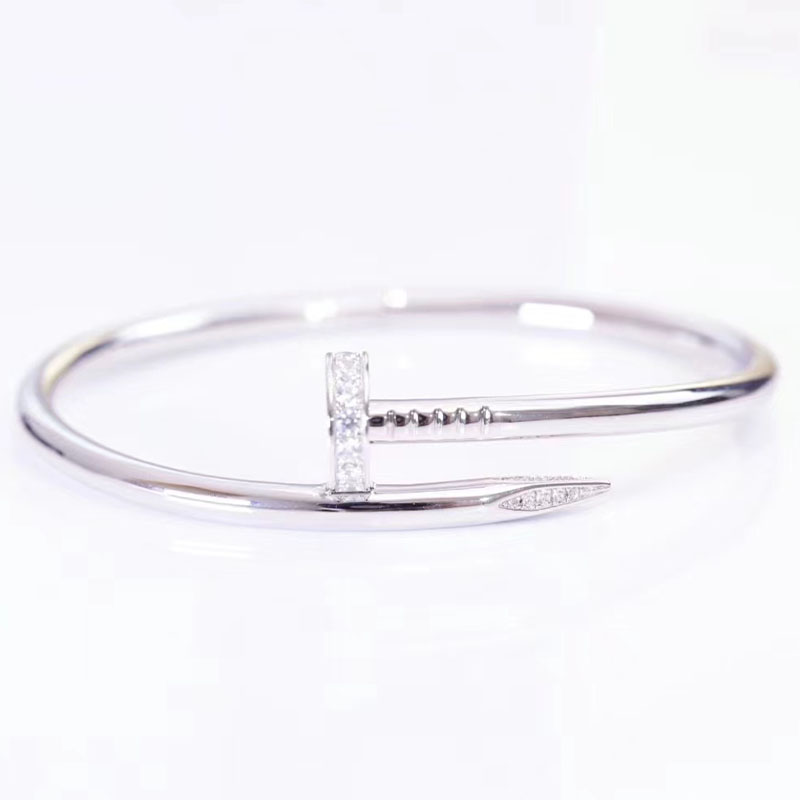 Luxury brand Love Classic Crystal Nail 18k Gold Cuff Bracelet Stainless Steel Jewelry for Women and Men Z260313