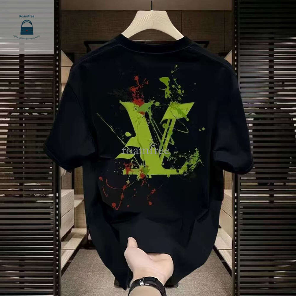 Pure cotton short sleeved high-end European men's summer top with a sense of luxury, unisex T-shirt trendy ddd