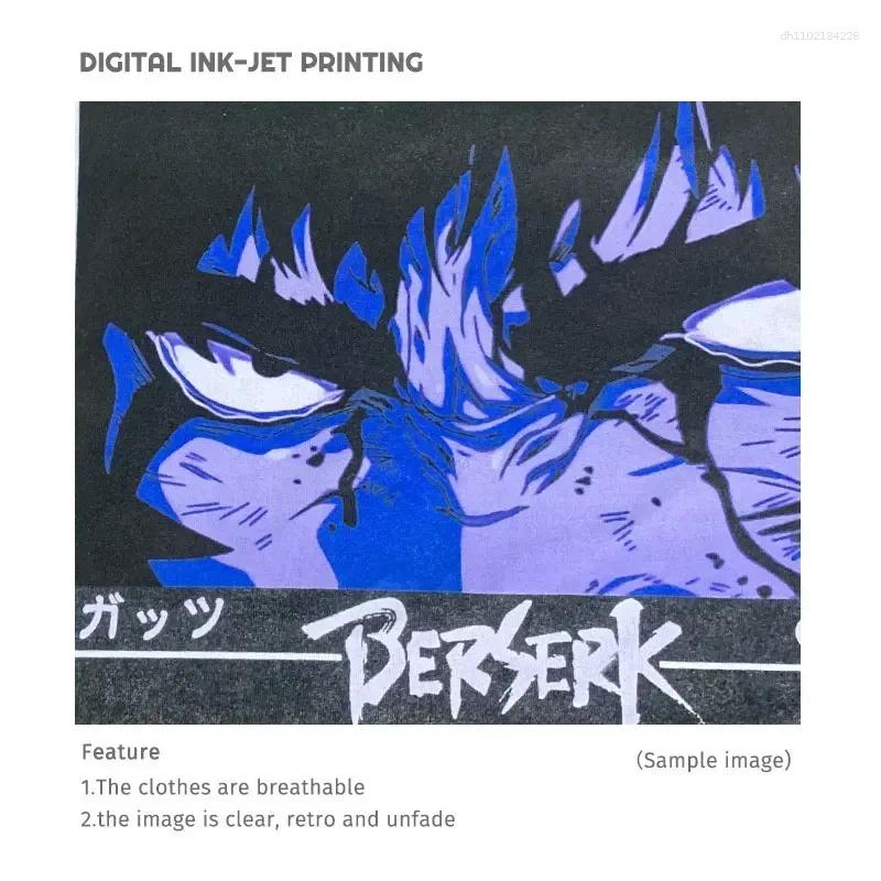 Men's T Shirts Anime Berserk T-shirts Oversized Vintage Washed Griffith Shirt Summer Short Sleeve Retro Manga Guts Kenpuu Denki Tops Tees