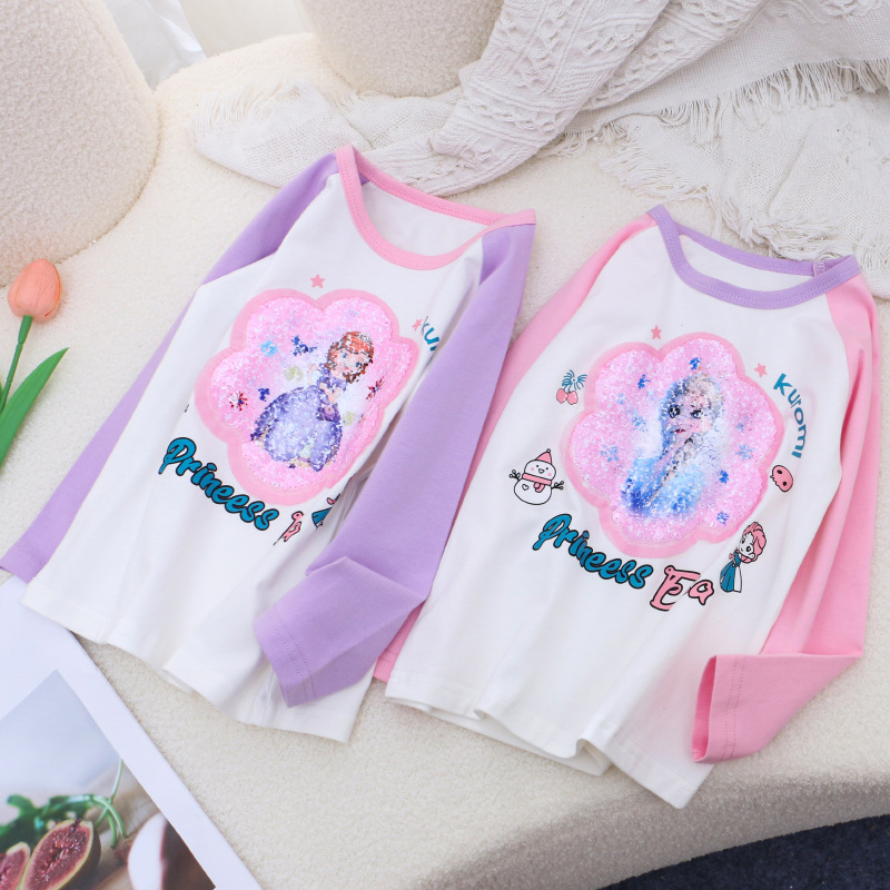 DISNEY infant designer clothes childrens designer clothes Frozen Elsa princess T-shirt with a princess print design comfortable and soft.