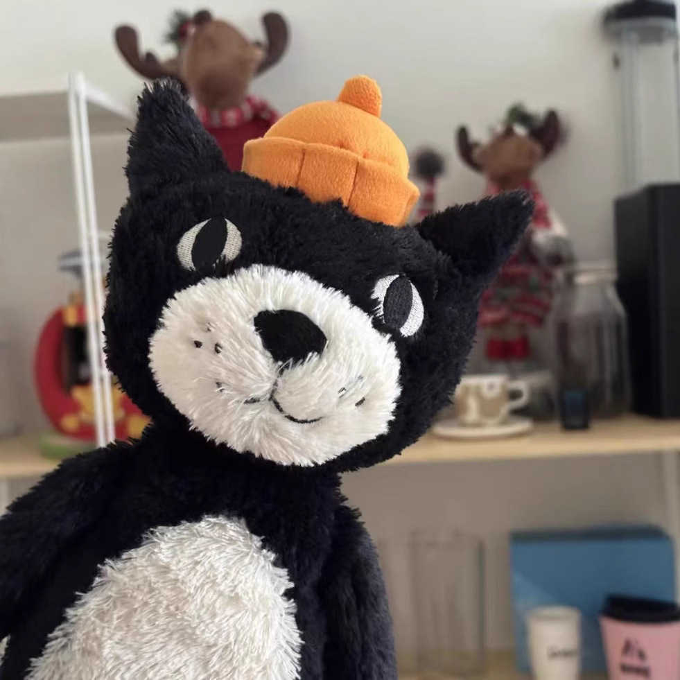 Plush Dolls Cute Lucky Cat Black Jellyscat Plush Toy Cute Large Doll Sleeping Doll Activity