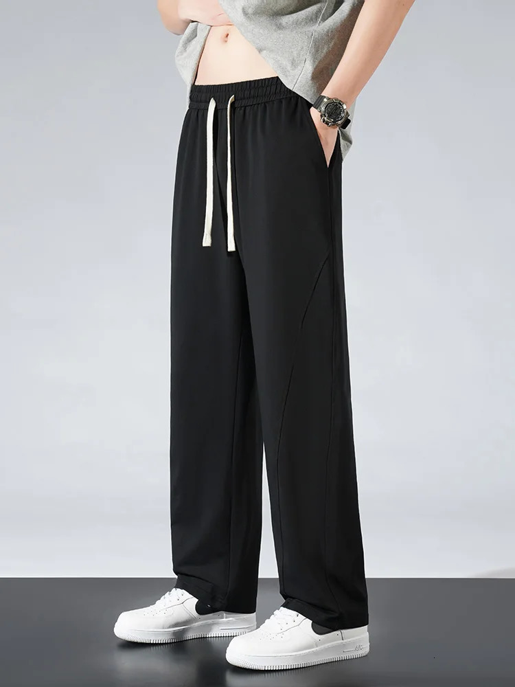 Mens Summer Sweatpants Lightweight Cotton Loose Fit Sports Pants Black Grey Home Basic Straight Trousers 250513Z