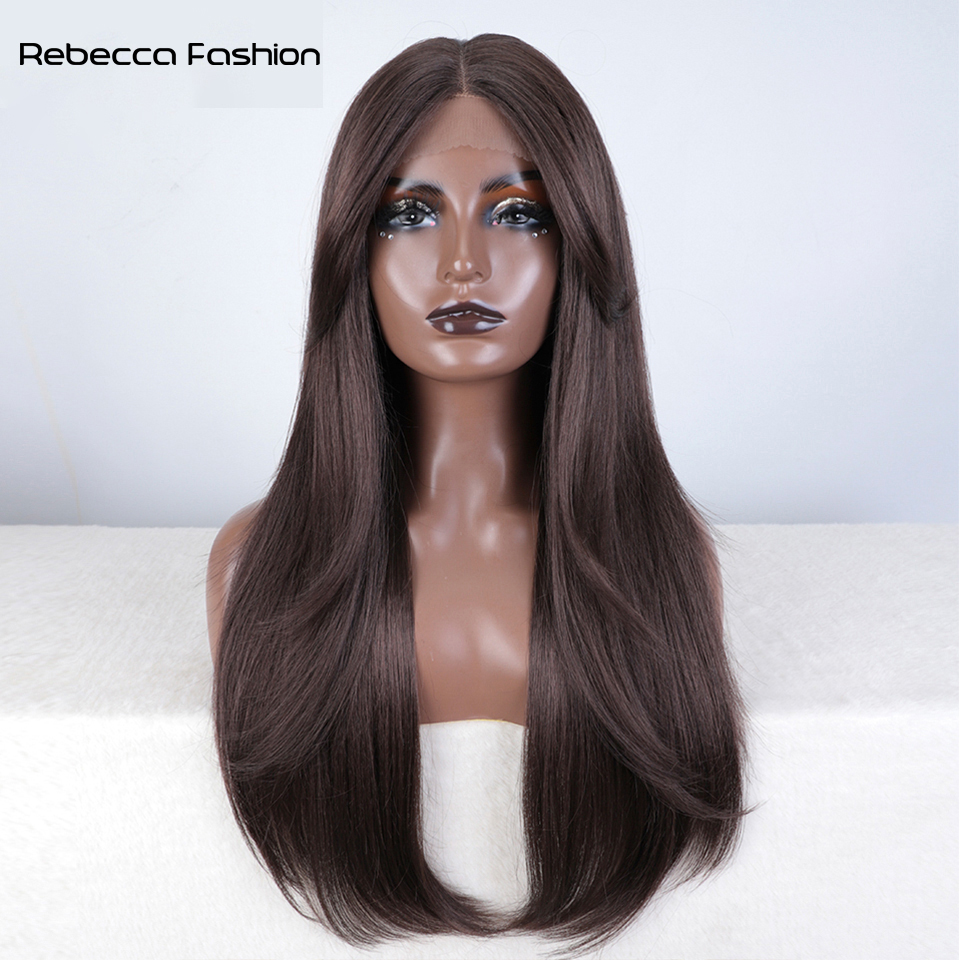 Rebecca Fashion Synthetic Lace Front Wig Cosplay 26" Lace Straight Ombre lace Wig part Wig Blonde Wigs For Women Wig
