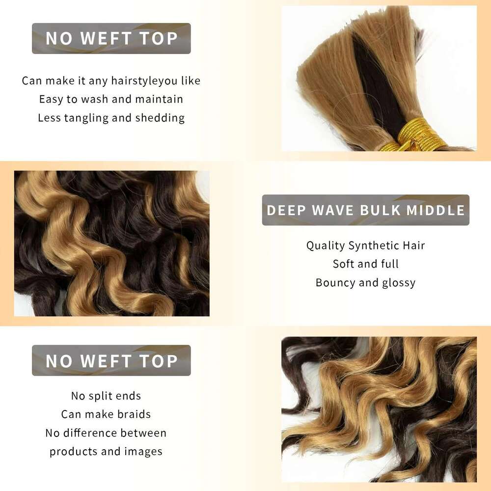 Highlight 4/27 Bulk Human For Braiding Hair Bundles No Weft Deep Curly Wave Double Drawn Boho Knotless Braids Deal