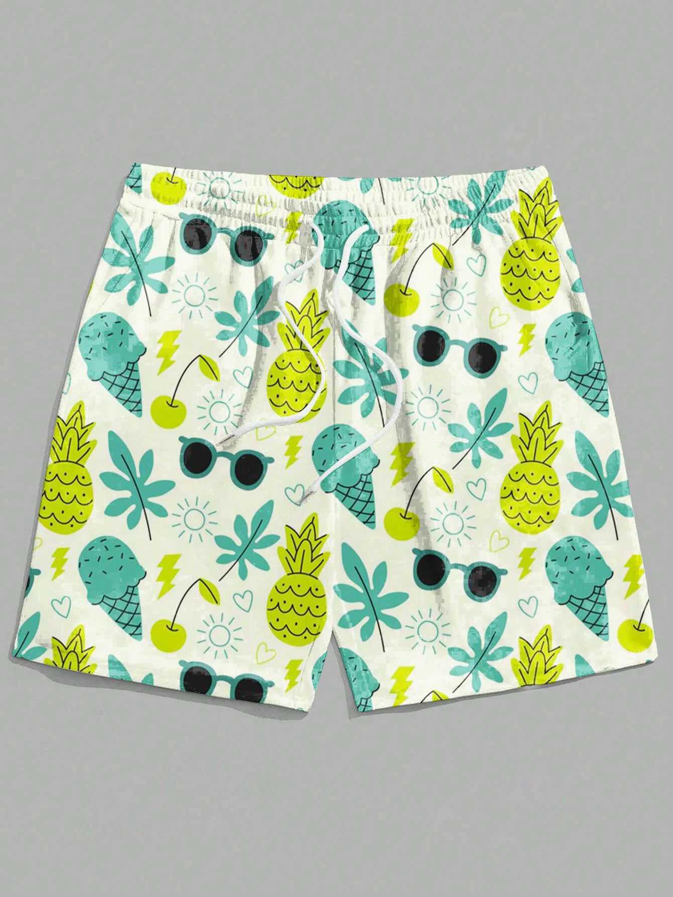 Mens Hawaiian Swim Trunks 3D Hawaiian Pineapple Print Beach Shorts Quick Dry Outdoor Leisure Sports Shorts Fashion Mens Shorts J250515Y46Q