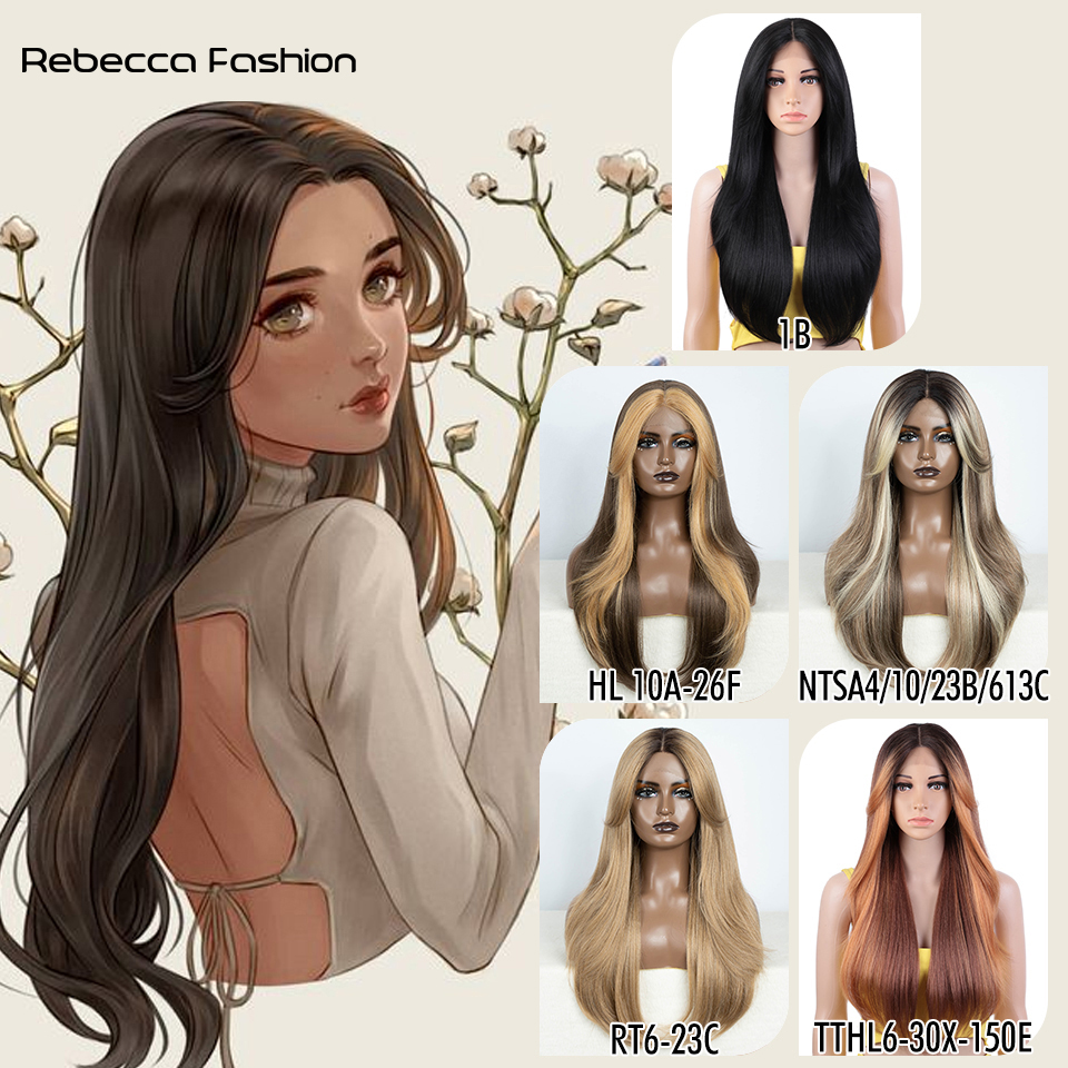 Rebecca Fashion Synthetic Lace Front Wig Cosplay 26" Lace Straight Ombre lace Wig part Wig Blonde Wigs For Women Wig