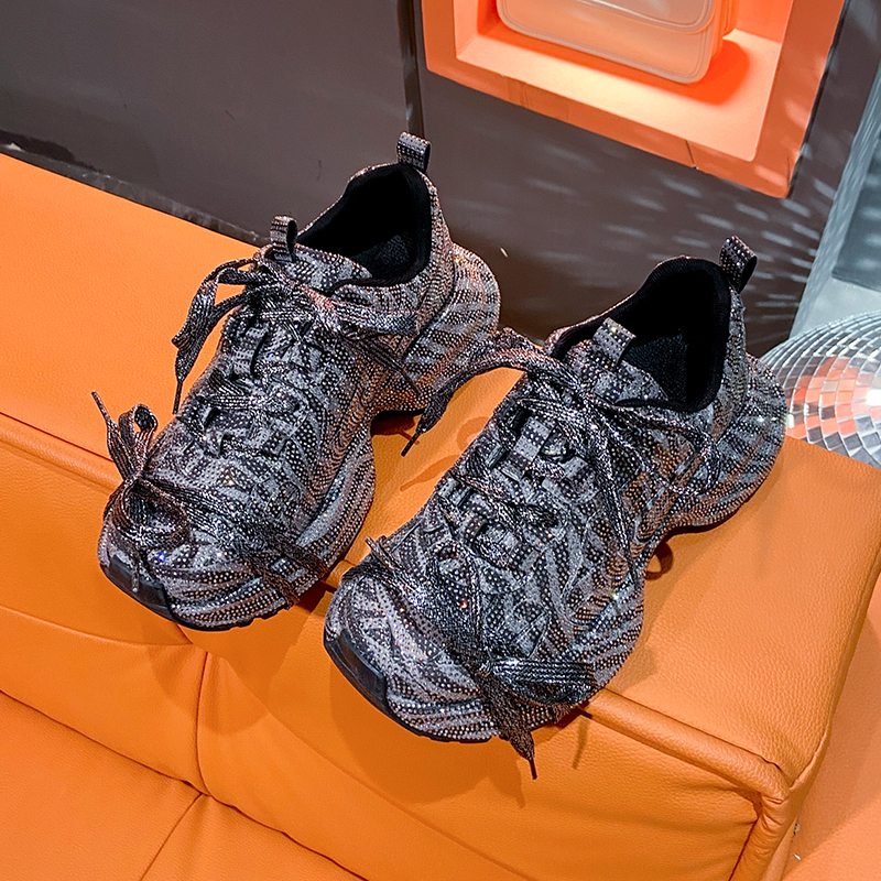 Fashion Luxury Diamond Thick soled Sneakers Shining Designer Leopard Pattern Casual Shoes Zebra Striped Running Shoes Casual 5cm Platform Sneakers Zap